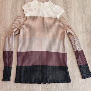 Chico's | Elegant Off-the-Shoulder Colorblock Sweater